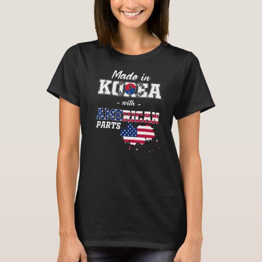 韓国アメリカの部品祖先South Korea USA Fla Tシャツ (正面)