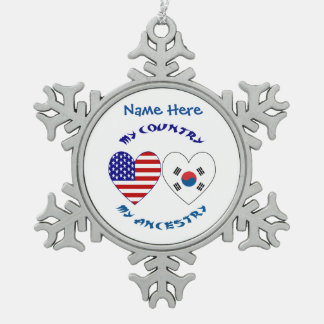 韓国アメリカハートヘリテージ スノーフレークピューターオーナメント