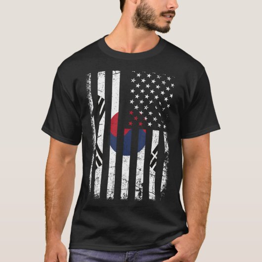 韓国アメリカ国旗South Korea America Pri Tシャツ (正面)