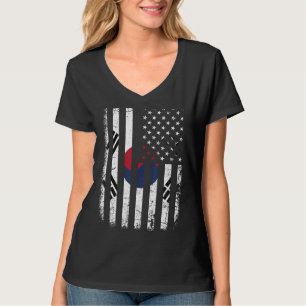 韓国アメリカ国旗South Korea America Pri Tシャツ