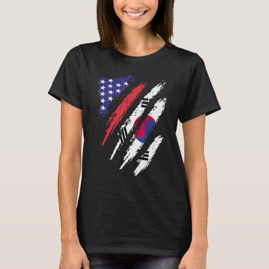 韓国アメリカ産国旗USA愛国者遺産 Tシャツ (正面)