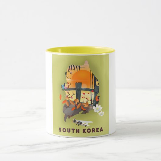 韓国イラスト地図ポスター マグカップ (中央)