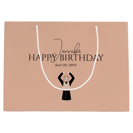 韓国カスタムハートジェスチャーハッピーバースデー ラージペーパーバッグ (正面)