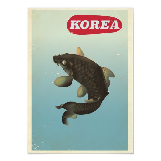 韓国コイ ビンテージ スタイルのトラベルポスター フォトプリント            (正面)