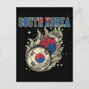韓国サッカー燃えるボールレトロフットボールファン ポストカード