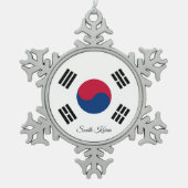 韓国スノーフレーク、韓国国旗 スノーフレークピューターオーナメント (正面)