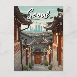 韓国ソウル北村の夕焼け ポストカード