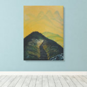 韓国ドリームイエローマウンテン抽象芸術階段 キャンバスプリント (インサイチュ (ウッドフロア))