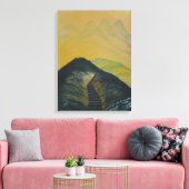 韓国ドリームイエローマウンテン抽象芸術階段 キャンバスプリント (インサイチュ (リビング))