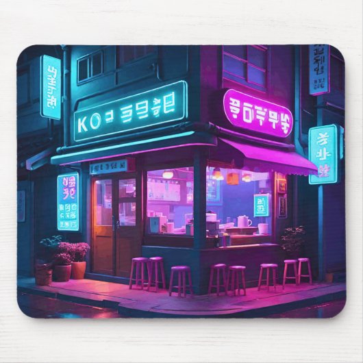 韓国ネオンコーヒーハウスロフィアート マウスパッド (正面)