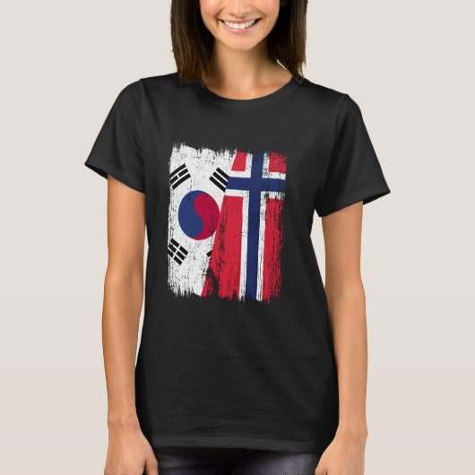 韓国ノルウェー半旗ノルウェー南部 Tシャツ (正面)