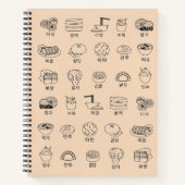 韓国ノートJournal食べ物ハングル特別ベージュ ノートブック (正面)