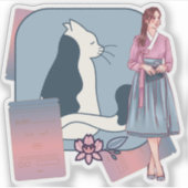 韓国ハンボクラディー＆ミニマリスト猫 シール (正面)
