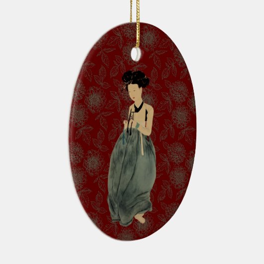 韓国ハンボッククリスマスを着た美しい女性|過去記事 セラミックオーナメント (右)