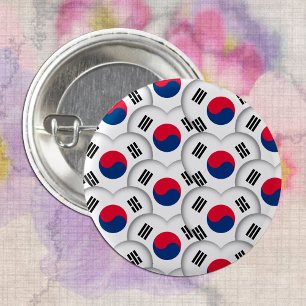 韓国ハート韓国国旗/韓国 缶バッジ