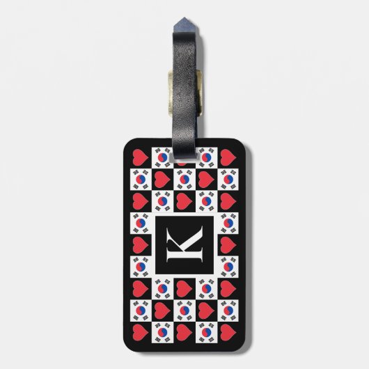 韓国パーソナライズされた国旗の韓国カスタム文字 ラゲッジタグ (裏面縦)