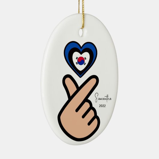 韓国フィンガーハート사랑해요セラミックオーナメント セラミックオーナメント (右)