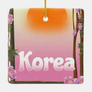 韓国フラワーの旅ポスター セラミックオーナメント