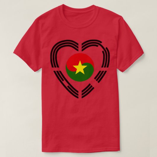 韓国ブルキナベ多国籍愛国国旗のハート Tシャツ (デザイン正面)
