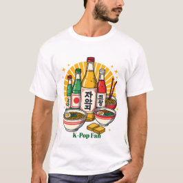 韓国ポップカルチャーチェストプリント Tシャツ