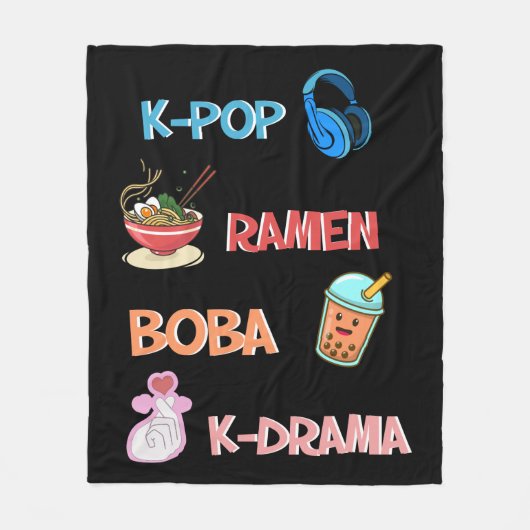 韓国ポップ・アートののKドラマ&Kファン向けKファッションポップ・アートの フリースブランケット (正面)
