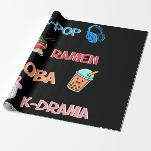 韓国ポップ・アートののKドラマ&Kファン向けKファッションポップ・アートの ラッピングペーパー (アンロールド)