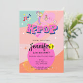 韓国ポップ・アートの音楽スターK-ポップ・アートのテーマ誕生日パーティー 招待状 (スタンド正面)