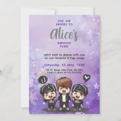 韓国ポップ・アートの音楽K – ボイポップ・アートのバンド誕生日パーティー 招待状 (正面)