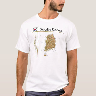 韓国マップ+フラグ+タイトルTシャツ Tシャツ