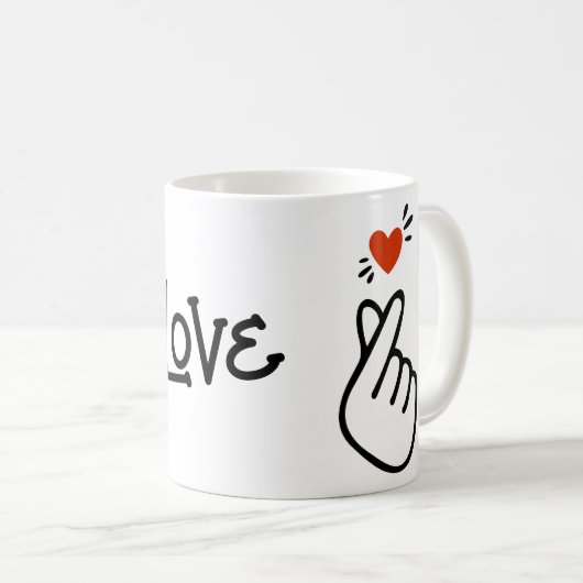 韓国モダンのラブサイン記号 コーヒーマグカップ (正面右)