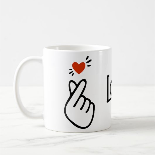 韓国モダンのラブサイン記号 コーヒーマグカップ (左)