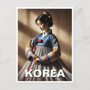 韓国レディーハンボックド伝統的レス ポストカード