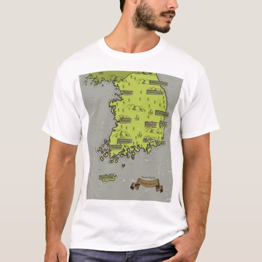 韓国ヴィンテージスタイルの地図 Tシャツ (正面)