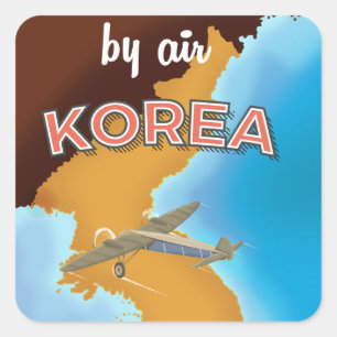韓国ヴィンテージ旅行ポスター印刷 スクエアシール