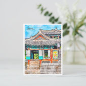 韓国ヴィンテージ旅行水の色 ポストカード (スタンド正面)