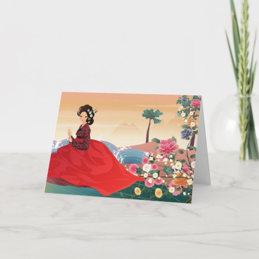 韓国人女性のハンボック カード (正面)