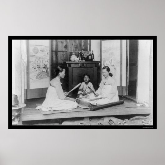 韓国人女性スティックスアイロン1910年 ポスター (正面)