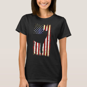 韓国人犬シルエットアメリカ国旗J4日 Tシャツ