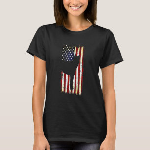 韓国人犬シルエットアメリカ国旗J4日 Tシャツ