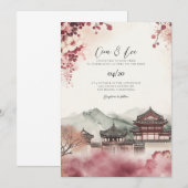 韓国伝統テンプレート 結婚式招待状 招待状 (正面/裏面)