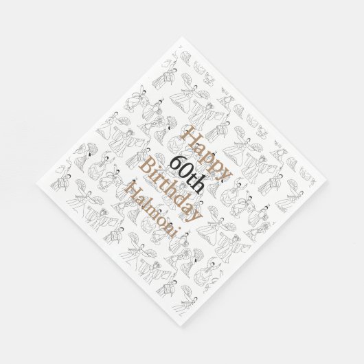 韓国伝統的のファン・ダンサーとドラマー スタンダードランチョンナプキン (角)