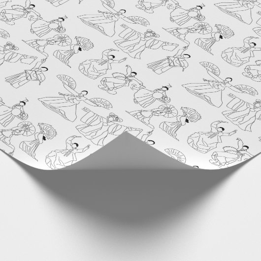 韓国伝統的のファン・ダンサーとドラマー ラッピングペーパー (角)