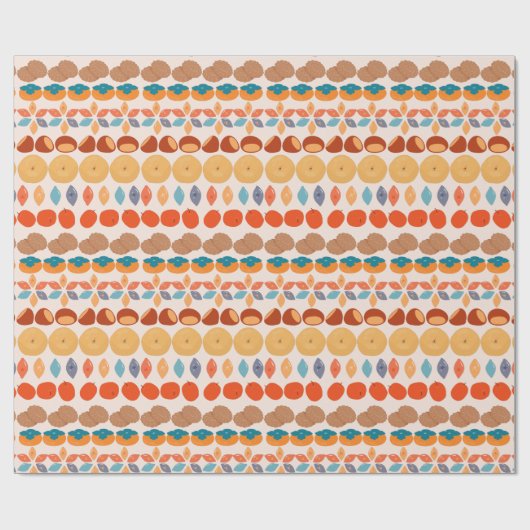 韓国伝統的のフルーツとスイーツ돌잡이、추석、폐백 ラッピングペーパー (フラット)