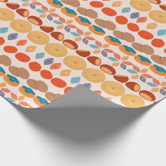 韓国伝統的のフルーツとスイーツ돌잡이、추석、폐백 ラッピングペーパー (角)