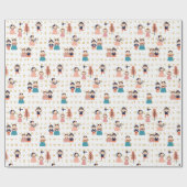 韓国伝統的韓宝の子ども(金ゴールドフォント) ラッピングペーパー (フラット)