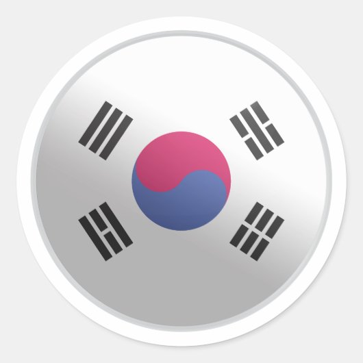 韓国光沢サークル国旗 ラウンドシール (正面)