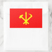 韓国労働党パーティー国旗 長方形シール (バッグ)
