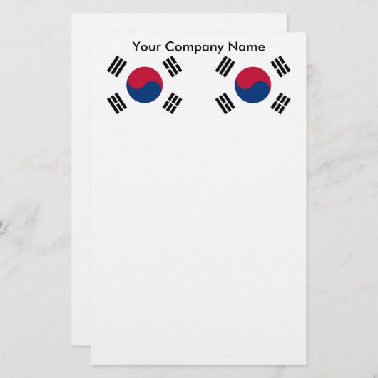 韓国国旗が付いた文房具 便箋 (正面/裏面)
