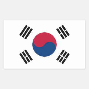 韓国国旗が貼られた四角形シール 長方形シール