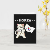 韓国国旗とネコ韓国 カード (黄色い花)